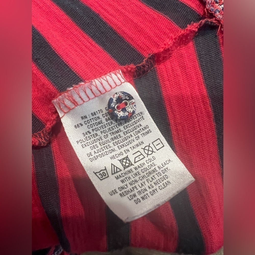 Anthropologie Postmark red and blue stripe floral trim henley top, size medium - Picture 9 of 9